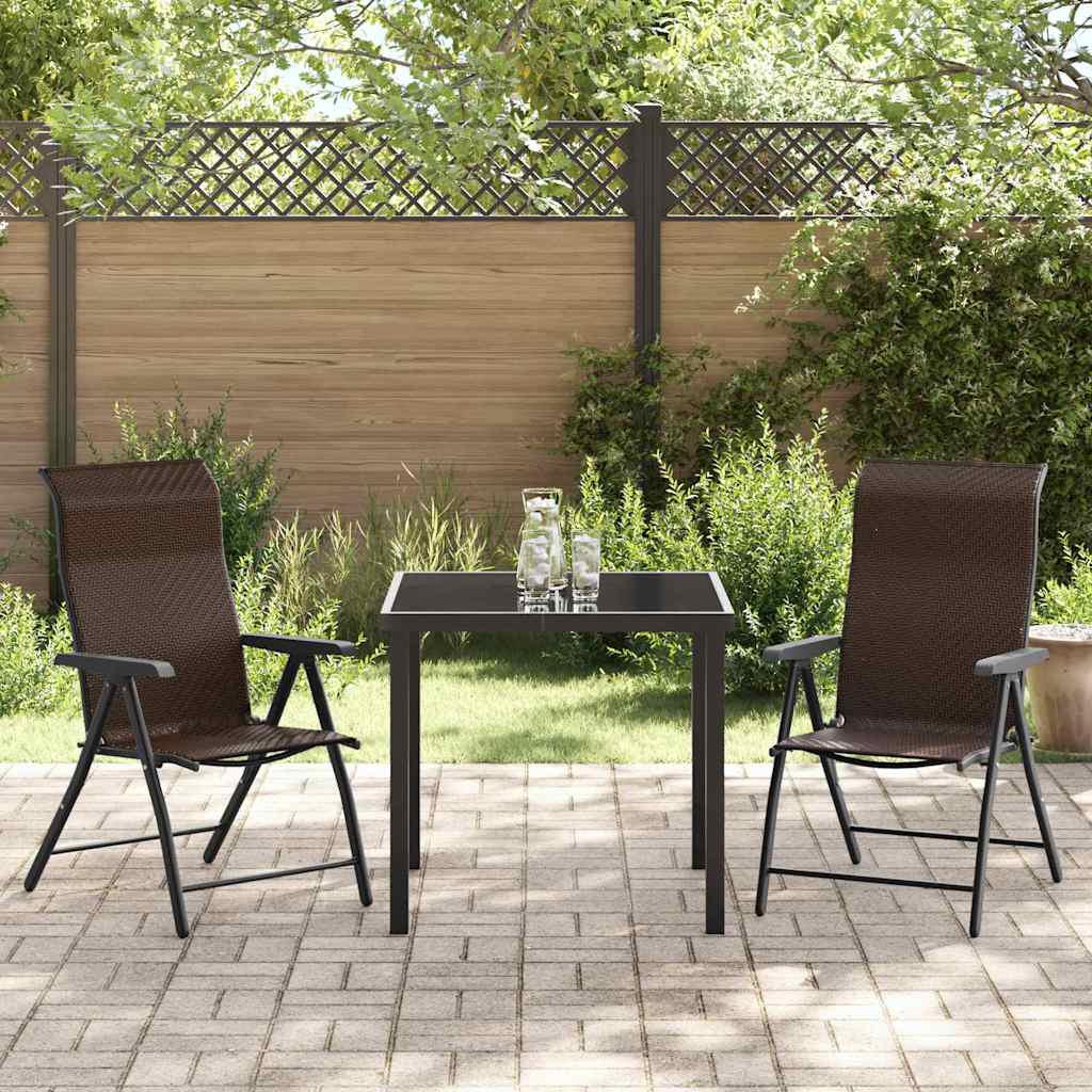 Tuin eettafelset 3 pcs Bruin Gepoedercoat staal – afbeelding 4