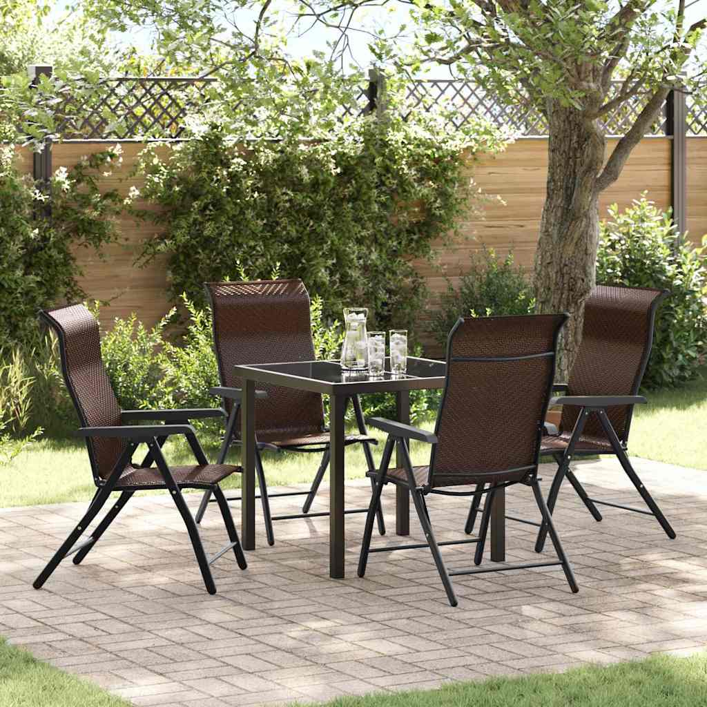 Tuin eettafelset 5 pcs Bruin Gepoedercoat staal – afbeelding 1