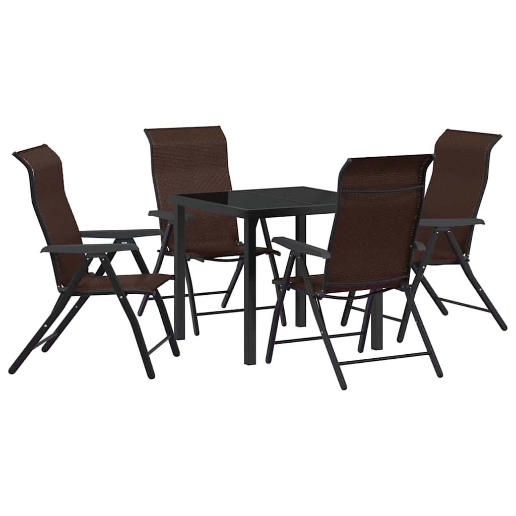 Tuin eettafelset 5 pcs Bruin Gepoedercoat staal – afbeelding 2
