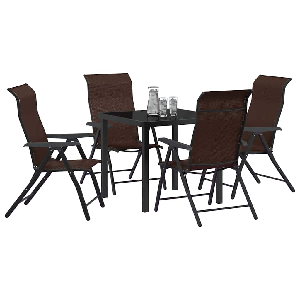 Tuin eettafelset 5 pcs Bruin Gepoedercoat staal – afbeelding 3