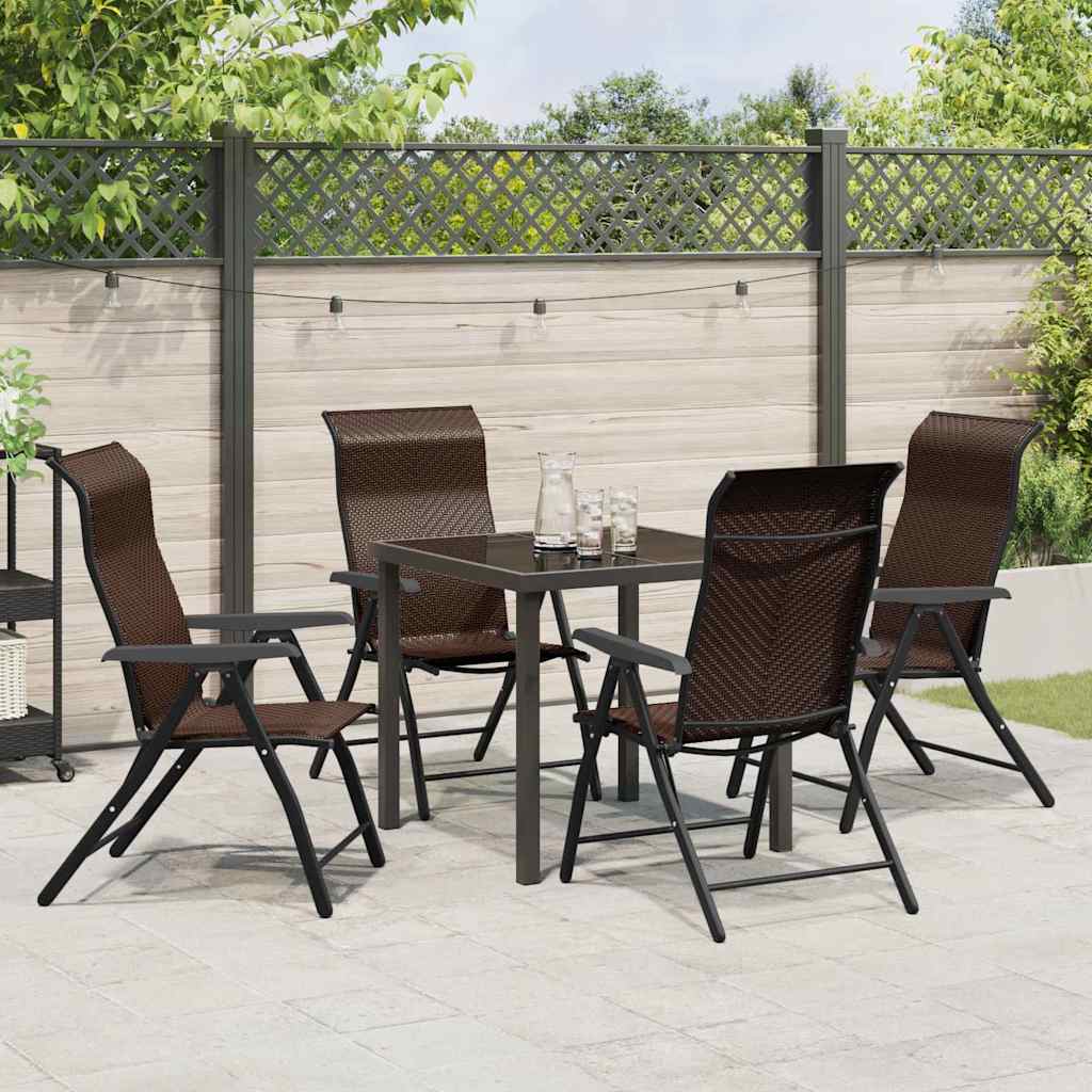 Tuin eettafelset 5 pcs Bruin Gepoedercoat staal – afbeelding 4
