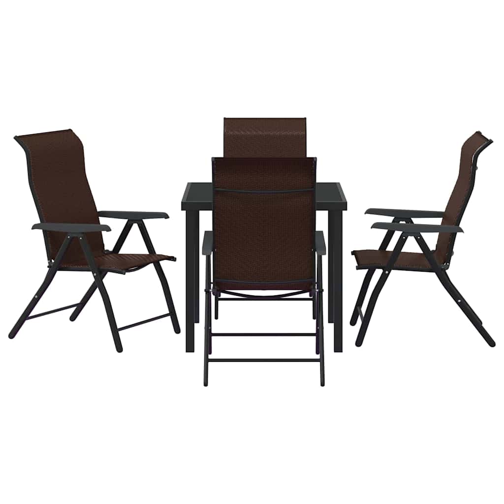 Tuin eettafelset 5 pcs Bruin Gepoedercoat staal – afbeelding 7