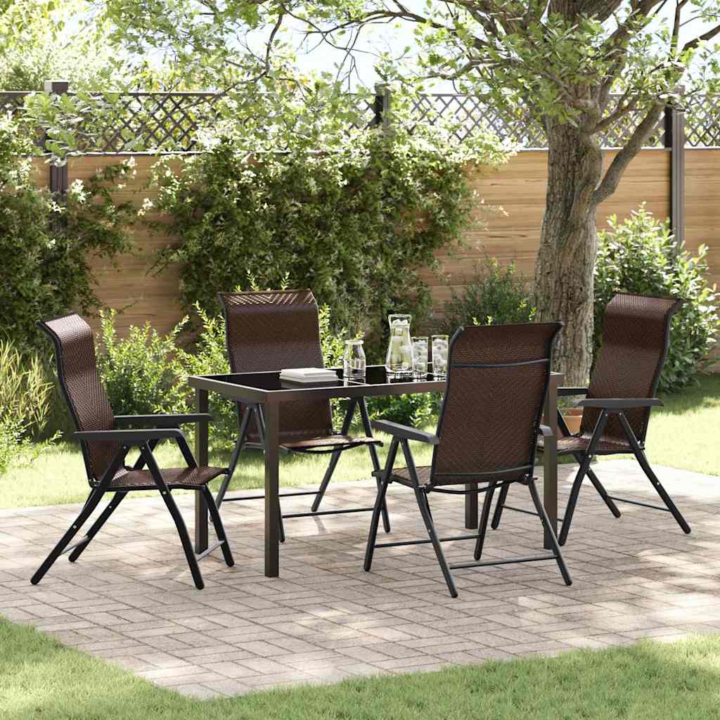 Tuin eettafelset 5 pcs Bruin Gepoedercoat staal – afbeelding 1