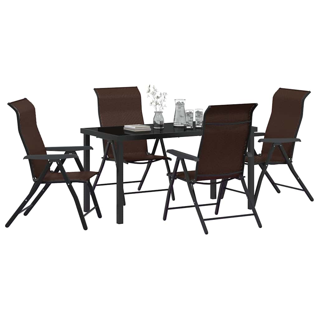 Tuin eettafelset 5 pcs Bruin Gepoedercoat staal – afbeelding 3