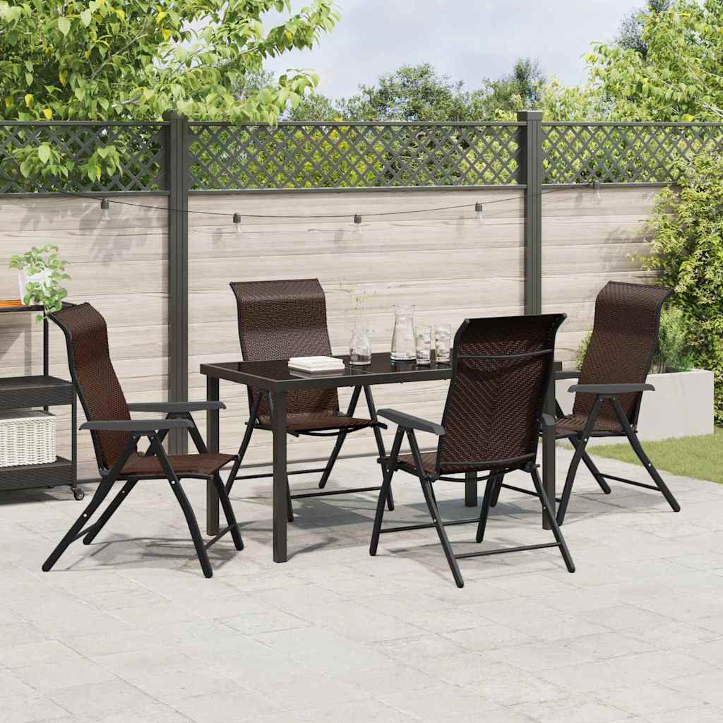 Tuin eettafelset 5 pcs Bruin Gepoedercoat staal – afbeelding 4