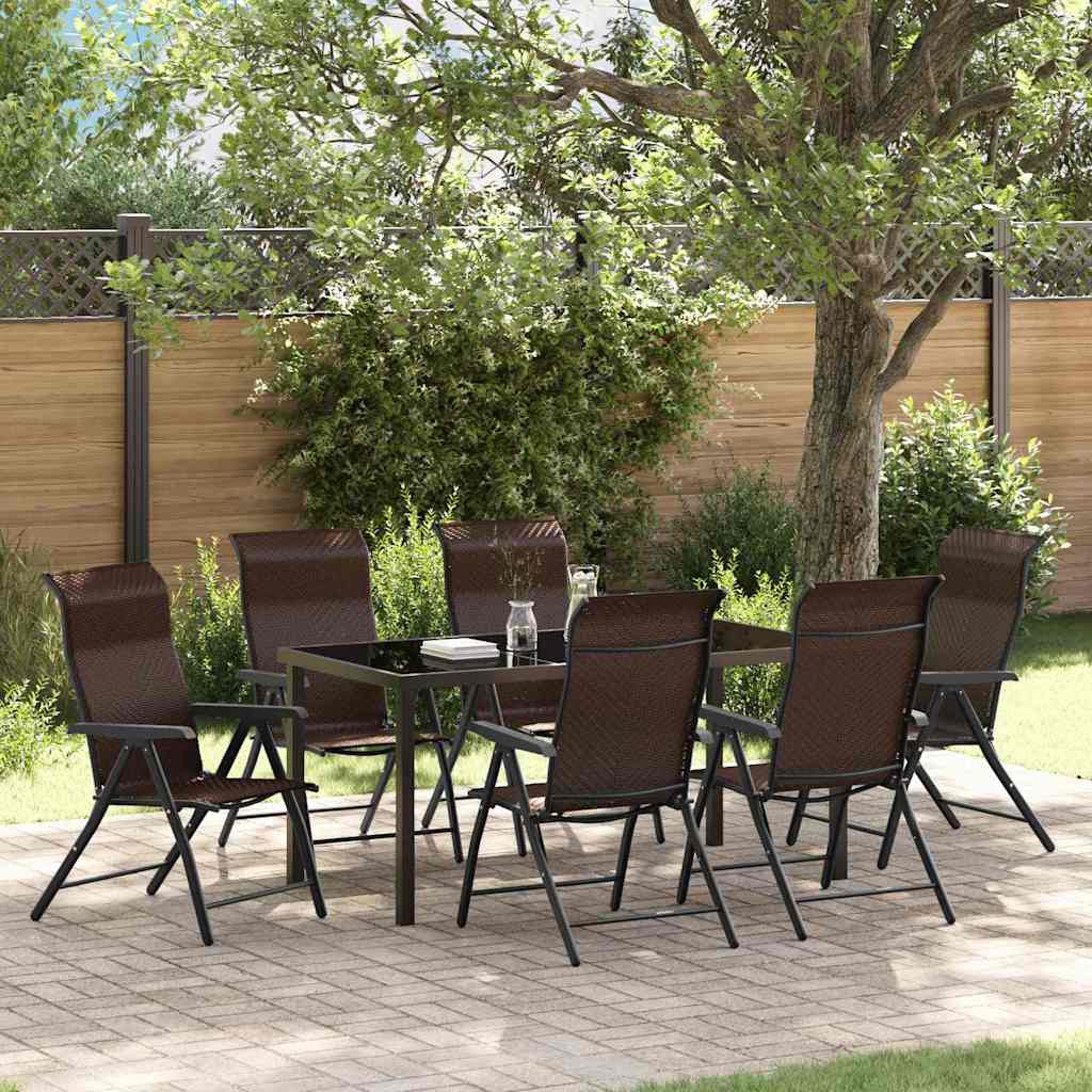 Tuin eettafelset 7 pcs Bruin Gepoedercoat staal – afbeelding 1
