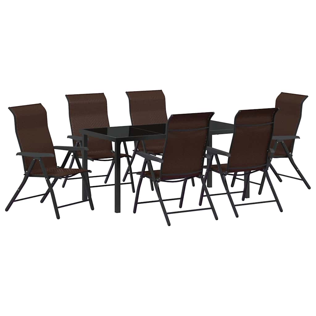 Tuin eettafelset 7 pcs Bruin Gepoedercoat staal – afbeelding 2