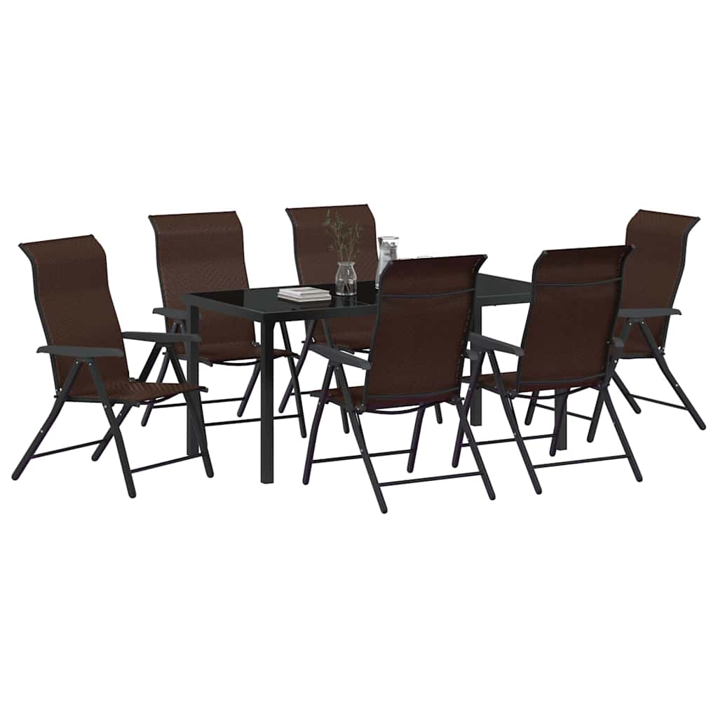 Tuin eettafelset 7 pcs Bruin Gepoedercoat staal – afbeelding 3