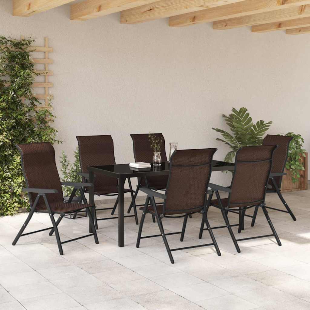 Tuin eettafelset 7 pcs Bruin Gepoedercoat staal – afbeelding 4