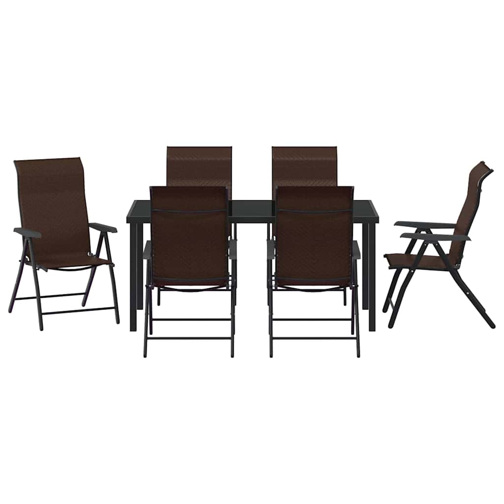 Tuin eettafelset 7 pcs Bruin Gepoedercoat staal – afbeelding 7