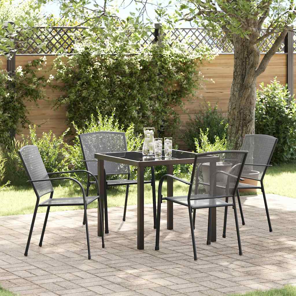Tuin eettafelset 5 pcs Antraciet Gepoedercoat staal – afbeelding 1