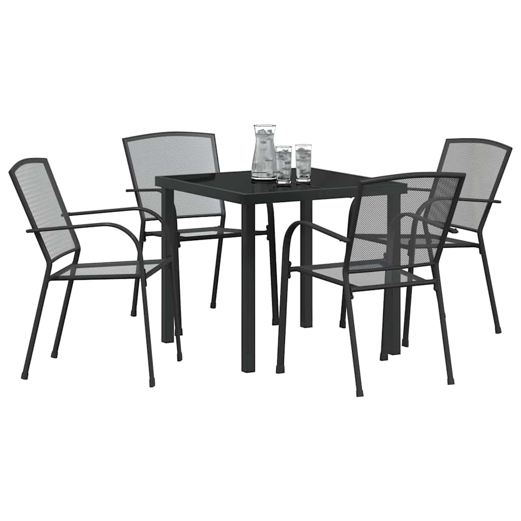 Tuin eettafelset 5 pcs Antraciet Gepoedercoat staal – afbeelding 3