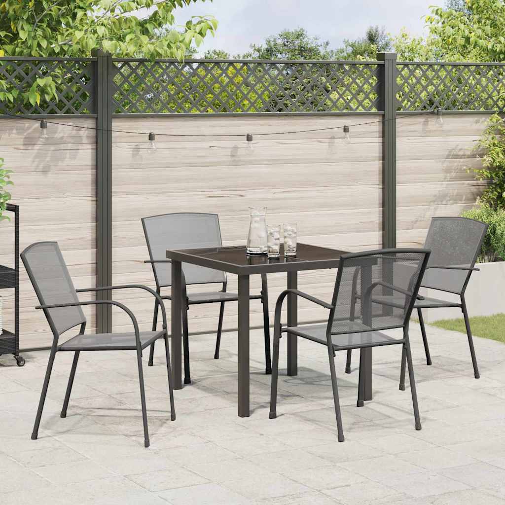 Tuin eettafelset 5 pcs Antraciet Gepoedercoat staal – afbeelding 4