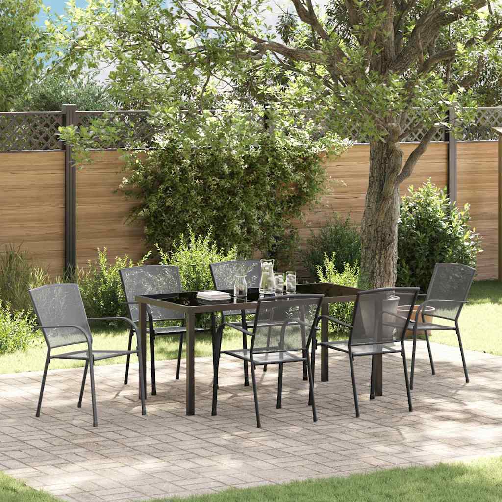 Tuin eettafelset 7 pcs Antraciet Gepoedercoat staal – afbeelding 1