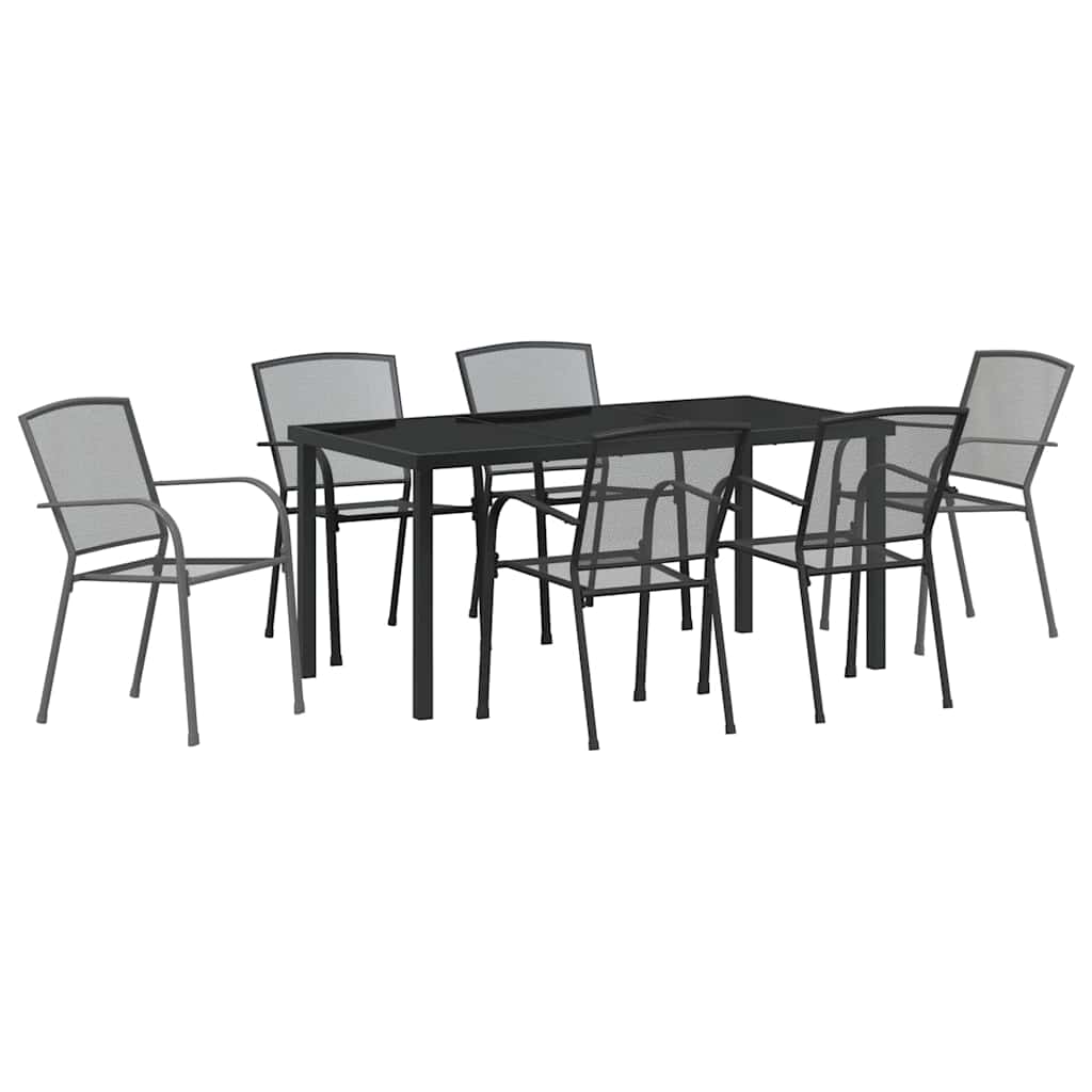 Tuin eettafelset 7 pcs Antraciet Gepoedercoat staal – afbeelding 2