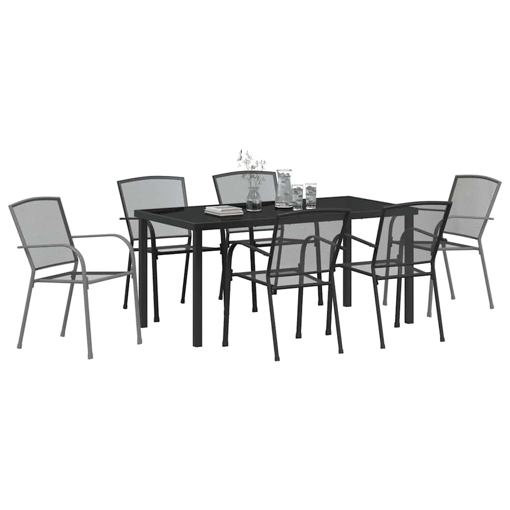Tuin eettafelset 7 pcs Antraciet Gepoedercoat staal – afbeelding 3