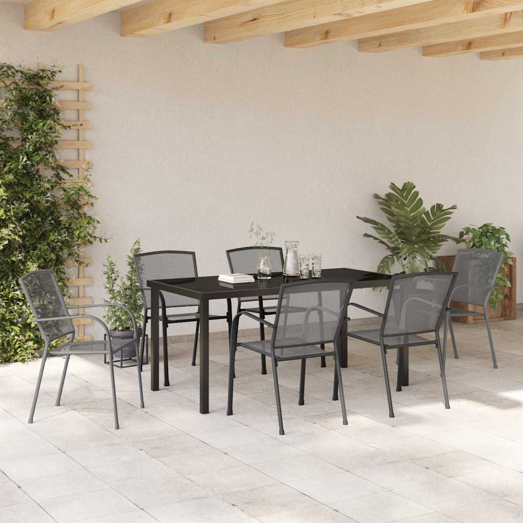 Tuin eettafelset 7 pcs Antraciet Gepoedercoat staal – afbeelding 4