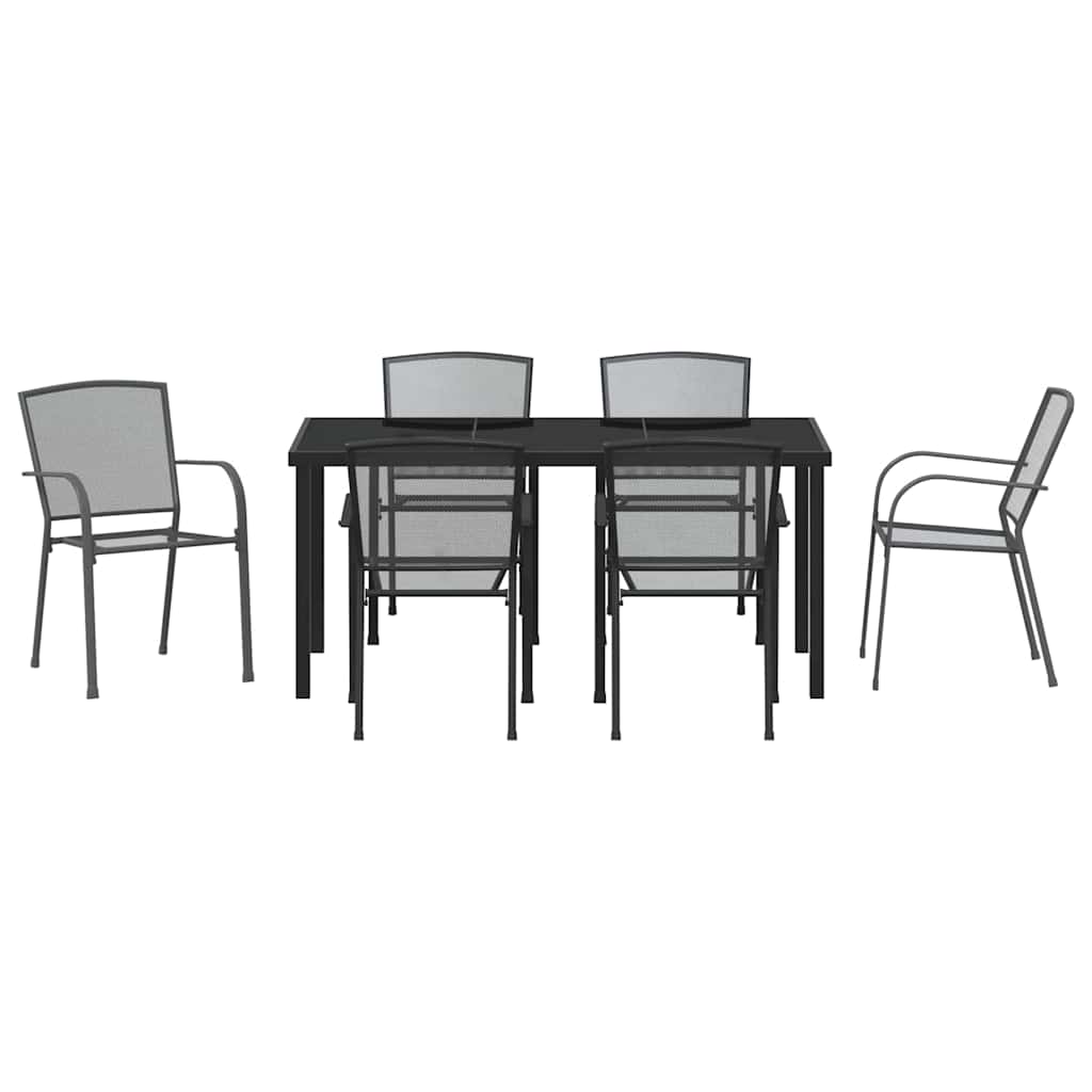 Tuin eettafelset 7 pcs Antraciet Gepoedercoat staal – afbeelding 7