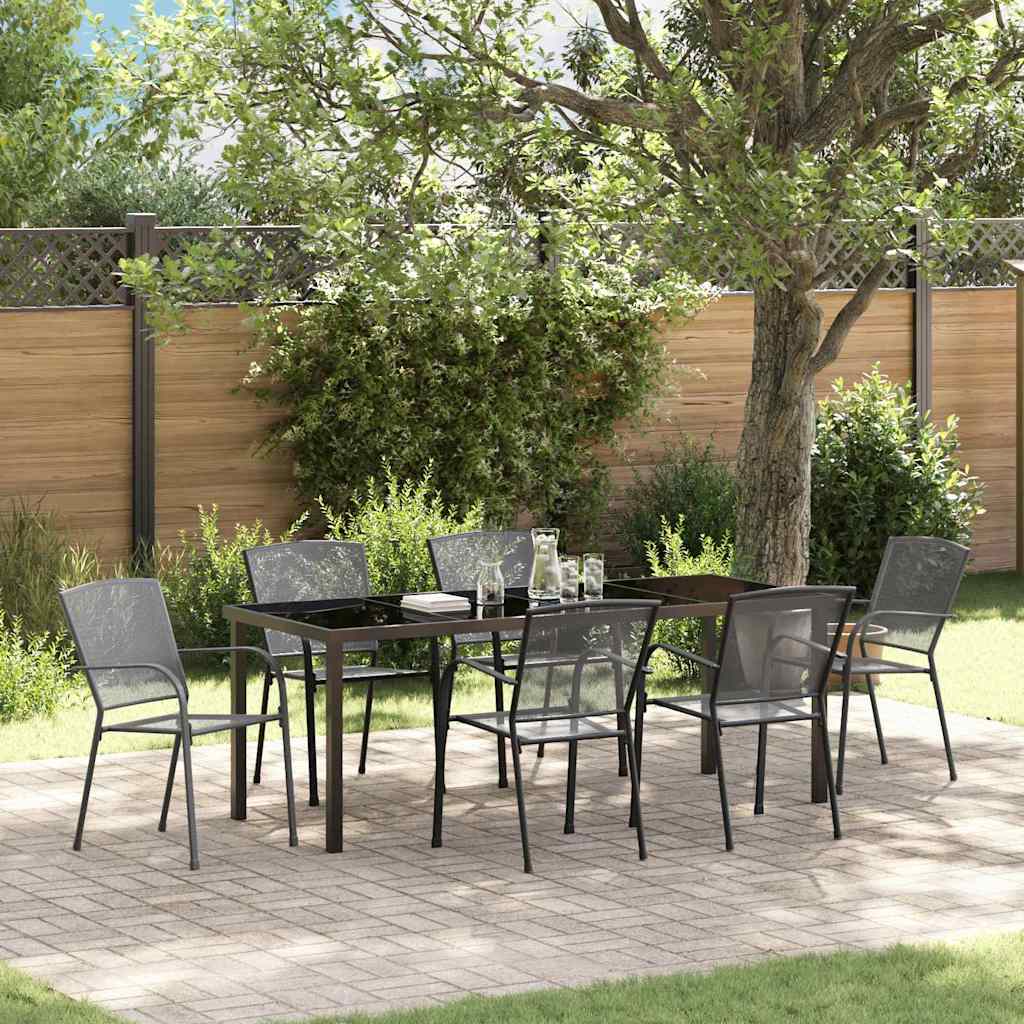 Tuin eettafelset 7 pcs Antraciet Gepoedercoat staal – afbeelding 1