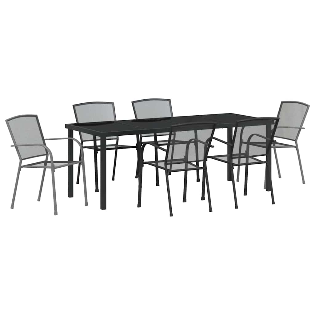 Tuin eettafelset 7 pcs Antraciet Gepoedercoat staal – afbeelding 2
