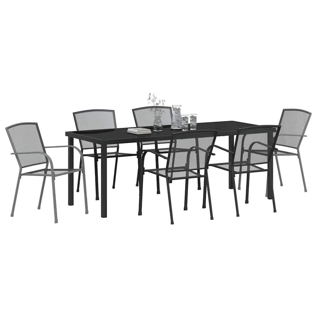 Tuin eettafelset 7 pcs Antraciet Gepoedercoat staal – afbeelding 3