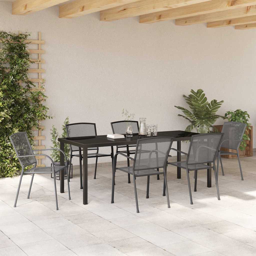 Tuin eettafelset 7 pcs Antraciet Gepoedercoat staal – afbeelding 4