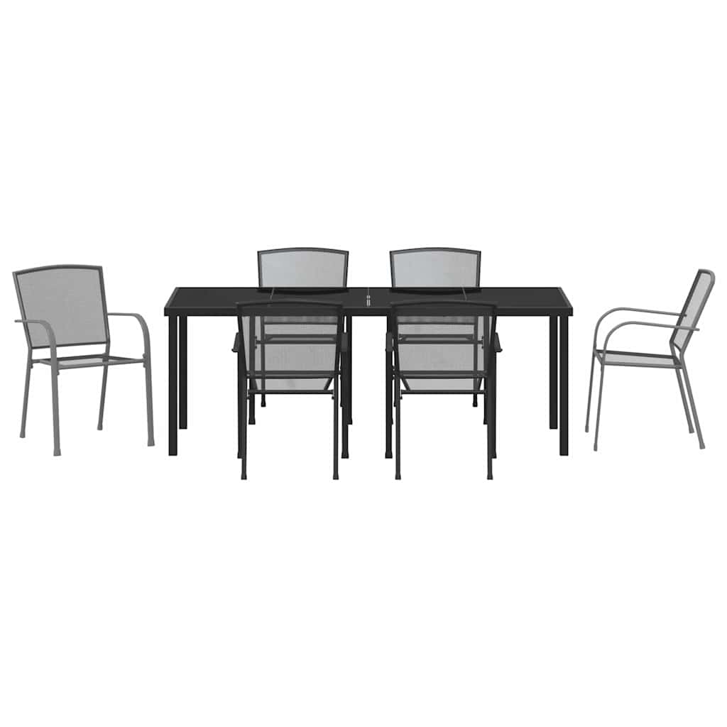 Tuin eettafelset 7 pcs Antraciet Gepoedercoat staal – afbeelding 7