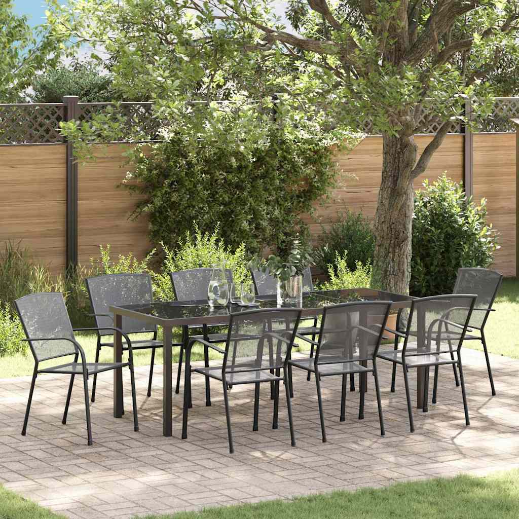 Tuin eettafelset 9 pcs Antraciet Gepoedercoat staal – afbeelding 1