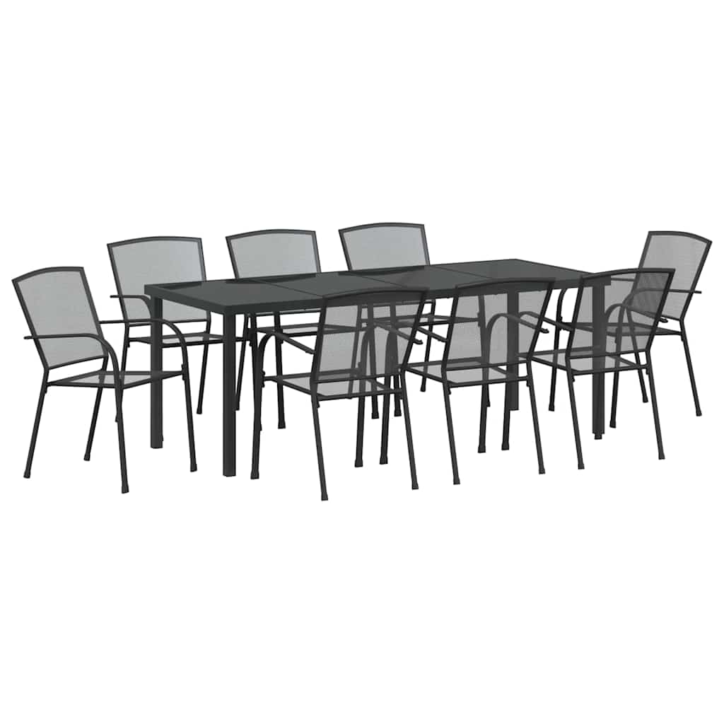 Tuin eettafelset 9 pcs Antraciet Gepoedercoat staal – afbeelding 2