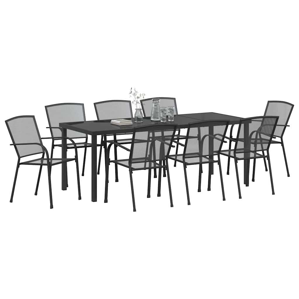 Tuin eettafelset 9 pcs Antraciet Gepoedercoat staal – afbeelding 3