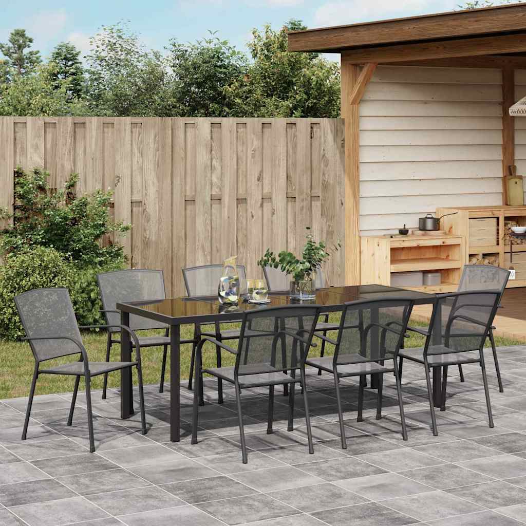 Tuin eettafelset 9 pcs Antraciet Gepoedercoat staal – afbeelding 4