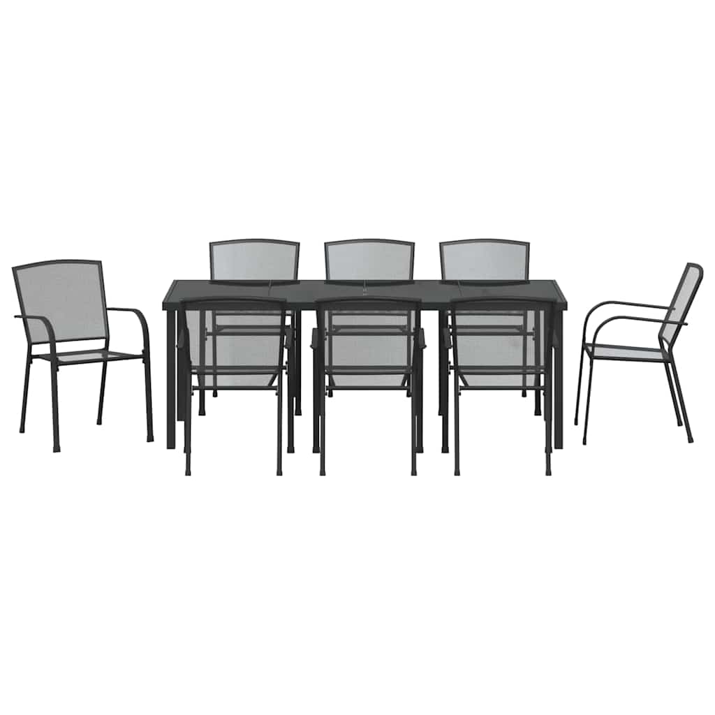Tuin eettafelset 9 pcs Antraciet Gepoedercoat staal – afbeelding 7