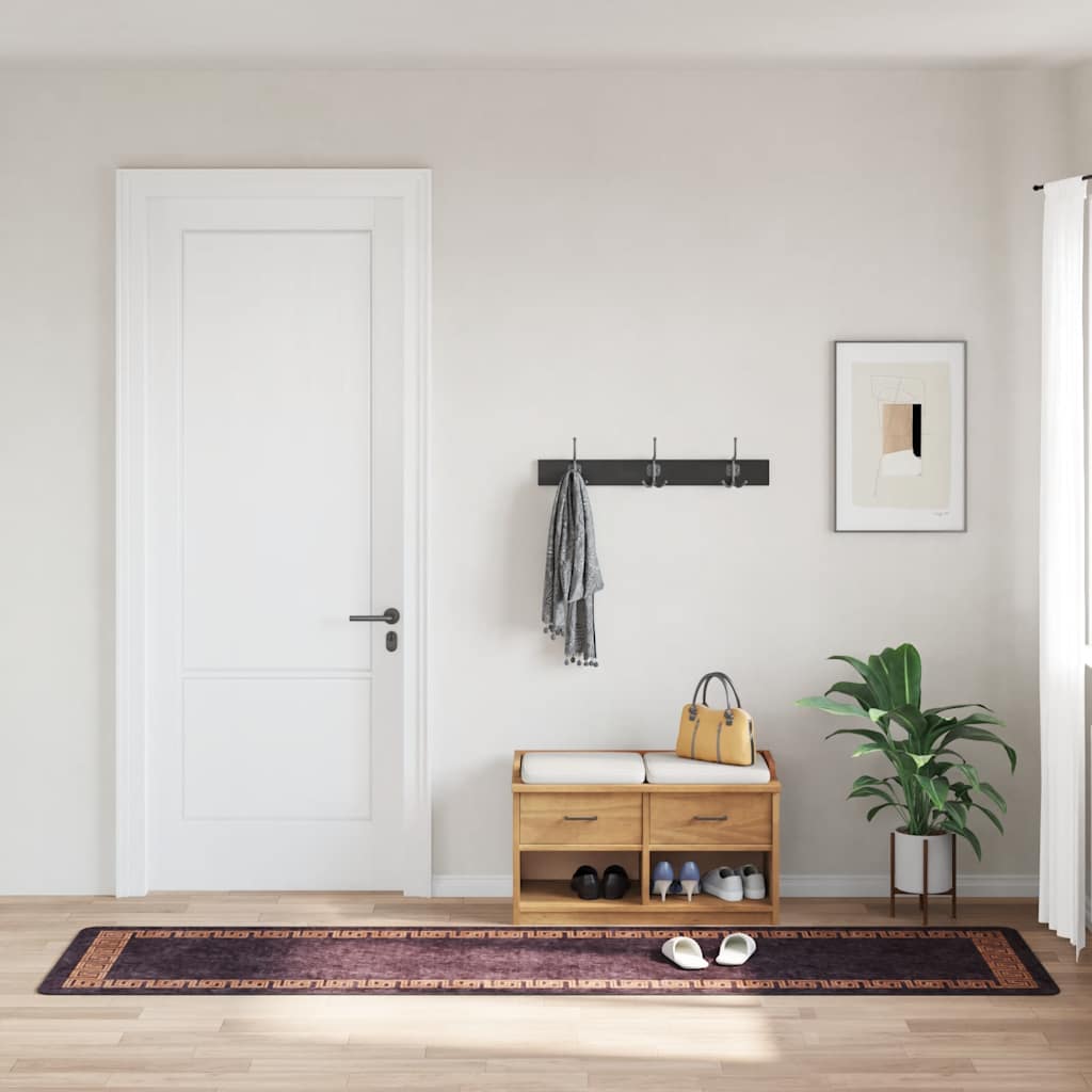 Vloerkleed wasbaar 80x300 cm zwart en goudkleurig
