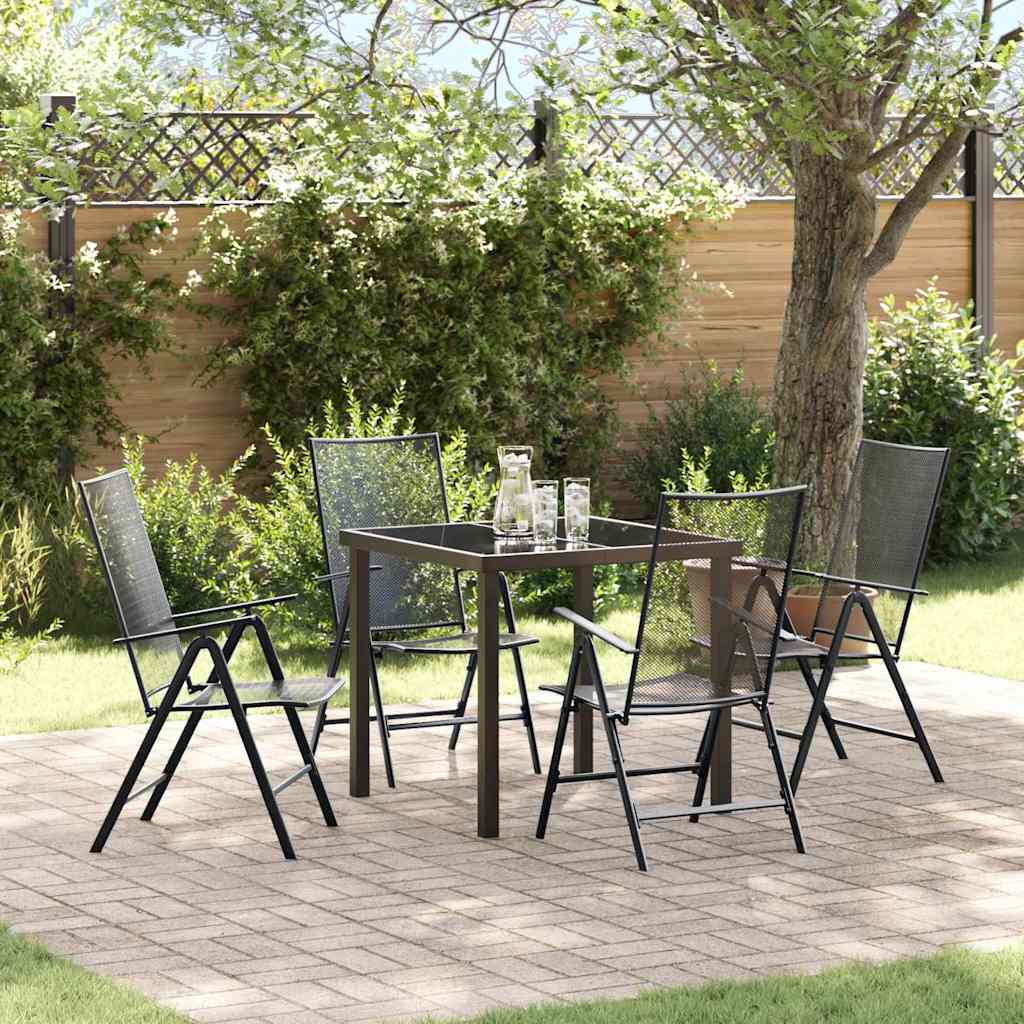 Tuin eettafelset 5 pcs Antraciet Gepoedercoat staal – afbeelding 1