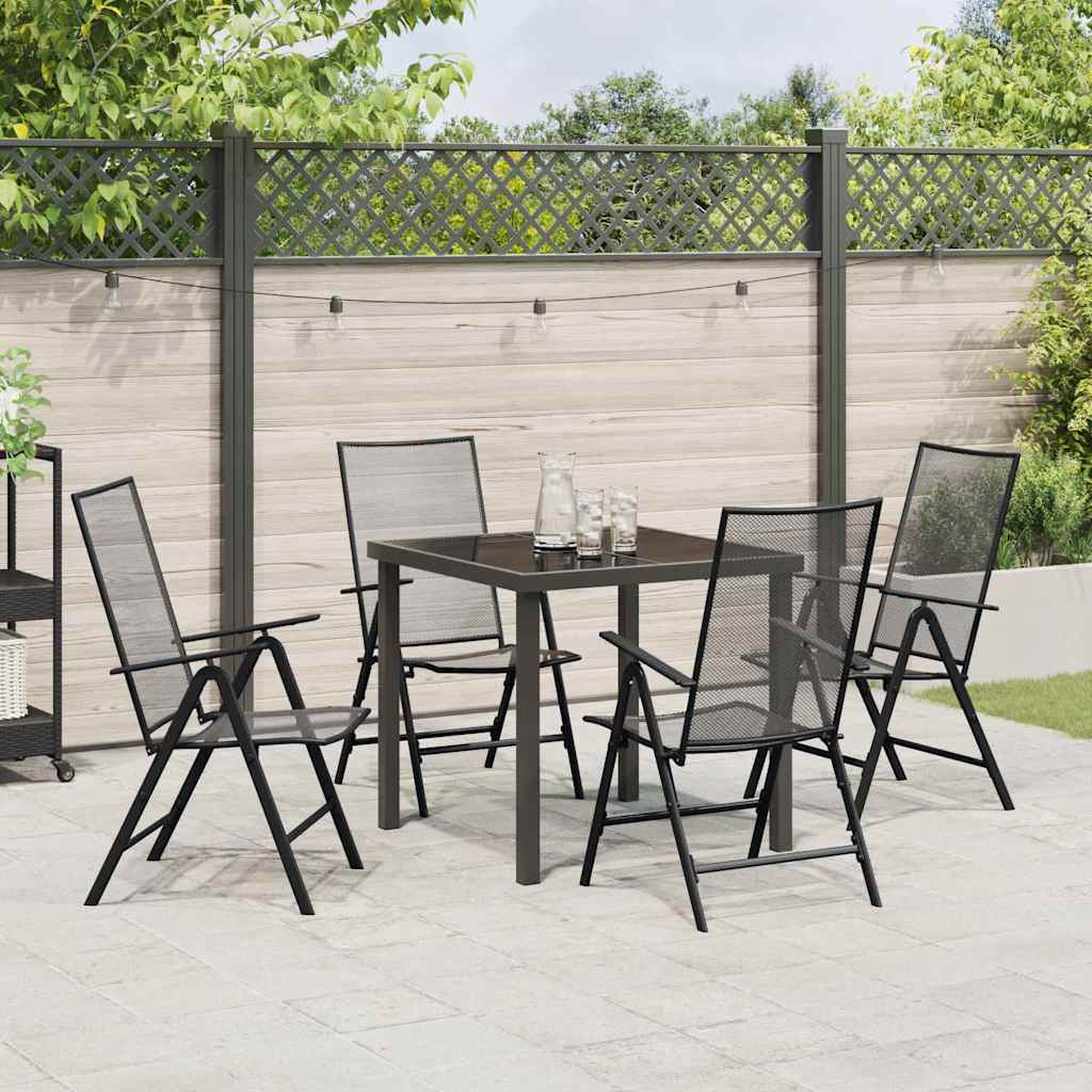 Tuin eettafelset 5 pcs Antraciet Gepoedercoat staal – afbeelding 4