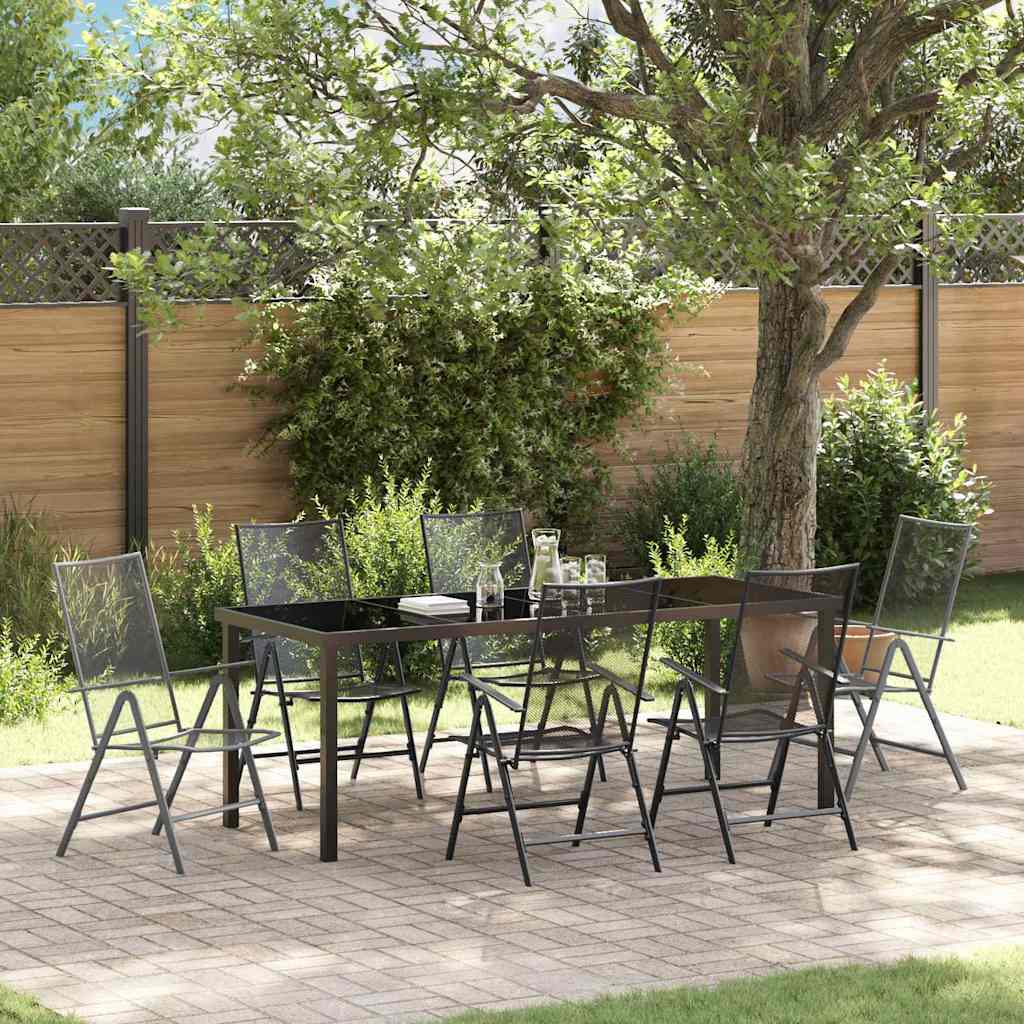 Tuin eettafelset 7 pcs Antraciet Gepoedercoat staal – afbeelding 1
