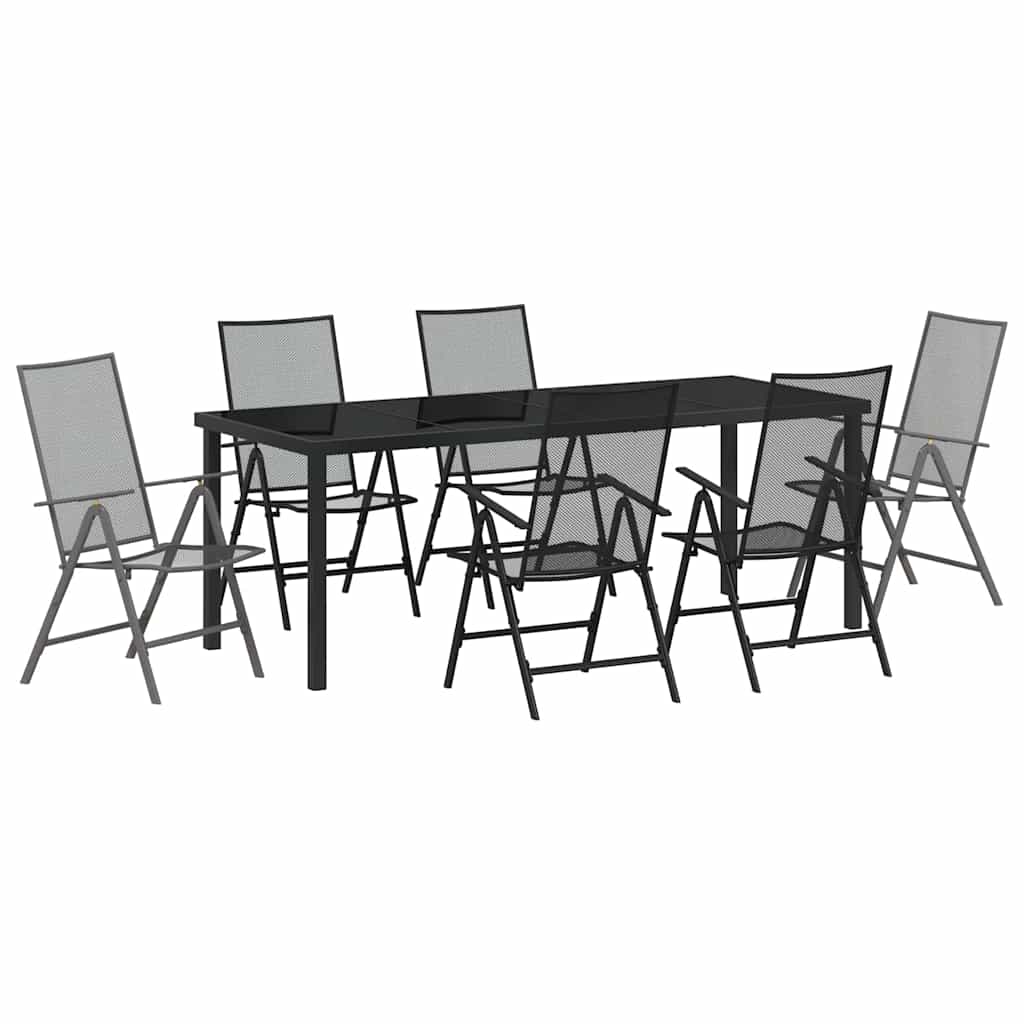 Tuin eettafelset 7 pcs Antraciet Gepoedercoat staal – afbeelding 2