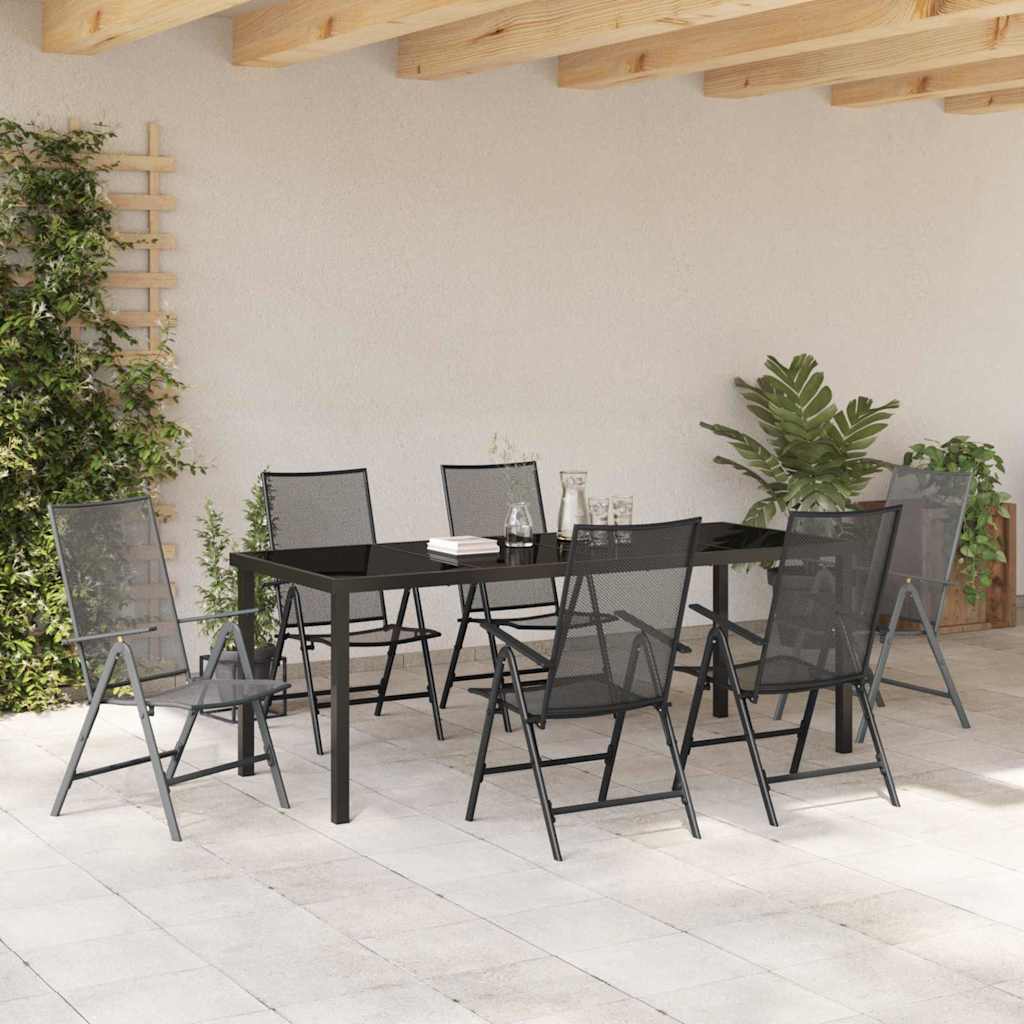 Tuin eettafelset 7 pcs Antraciet Gepoedercoat staal – afbeelding 4