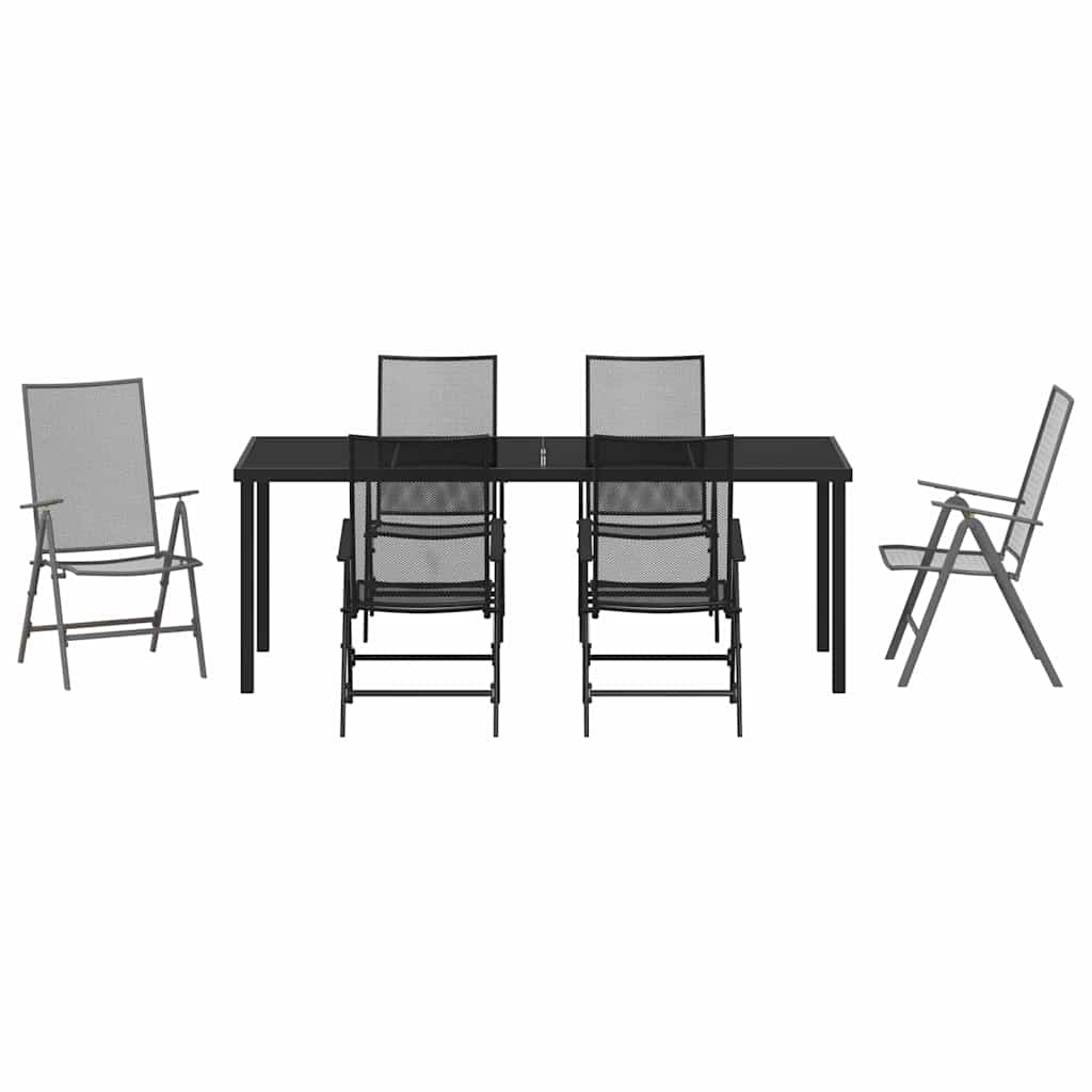 Tuin eettafelset 7 pcs Antraciet Gepoedercoat staal – afbeelding 7