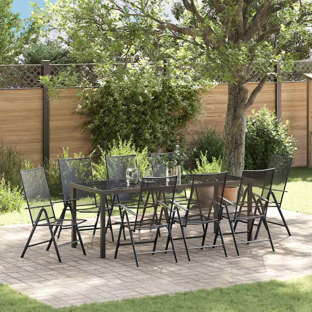 Tuin eettafelset 9 pcs Antraciet Gepoedercoat staal – afbeelding 1