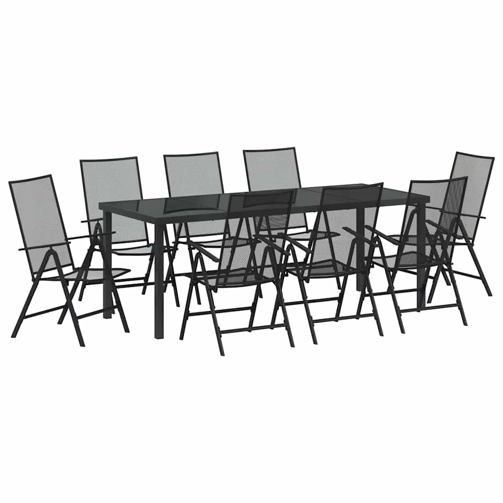 Tuin eettafelset 9 pcs Antraciet Gepoedercoat staal – afbeelding 2