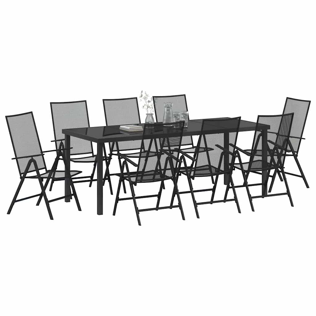 Tuin eettafelset 9 pcs Antraciet Gepoedercoat staal – afbeelding 3