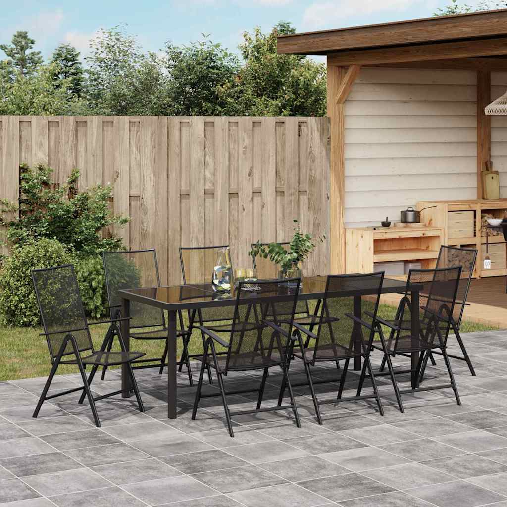 Tuin eettafelset 9 pcs Antraciet Gepoedercoat staal – afbeelding 4