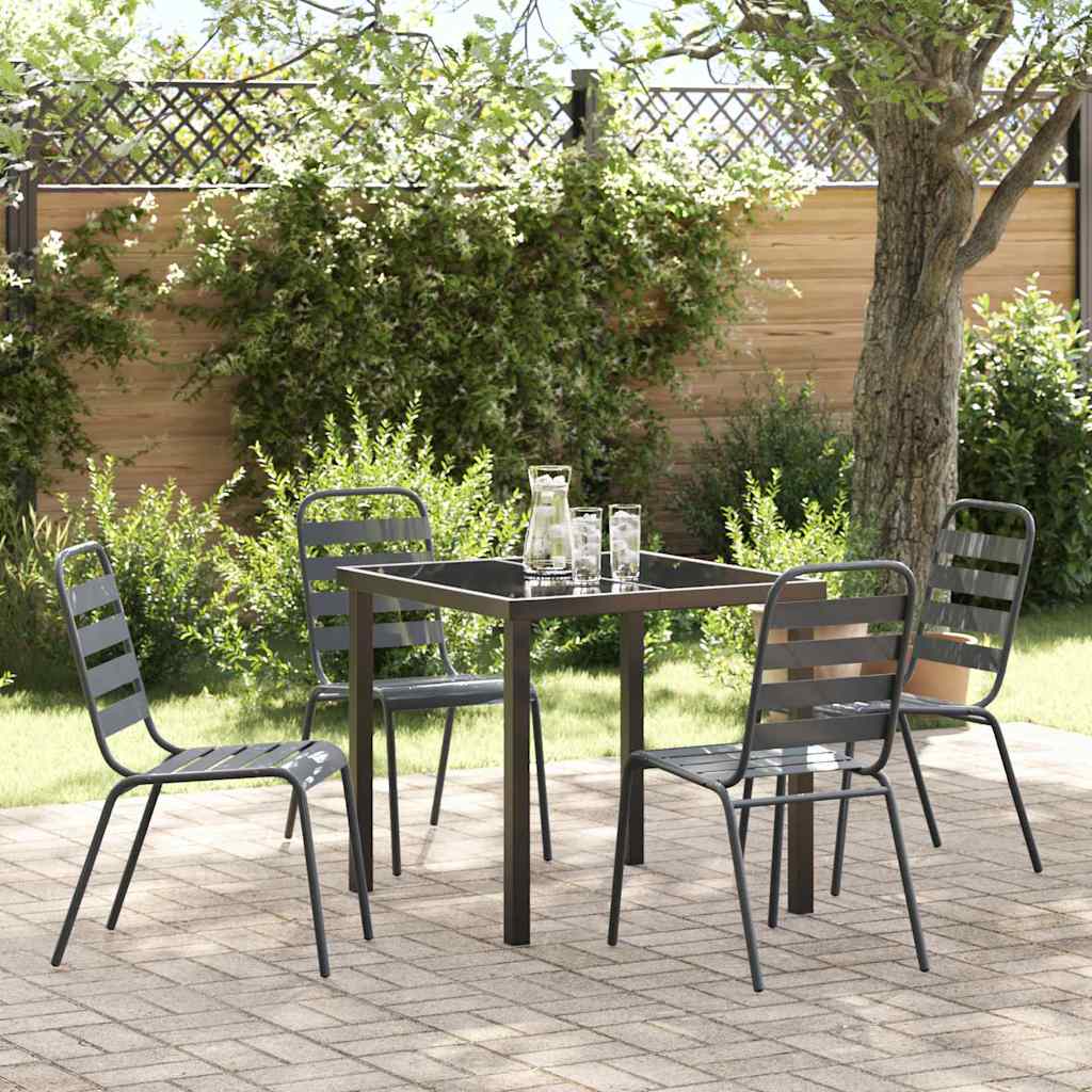 Tuin eettafelset 5 pcs Antraciet Gepoedercoat staal – afbeelding 1