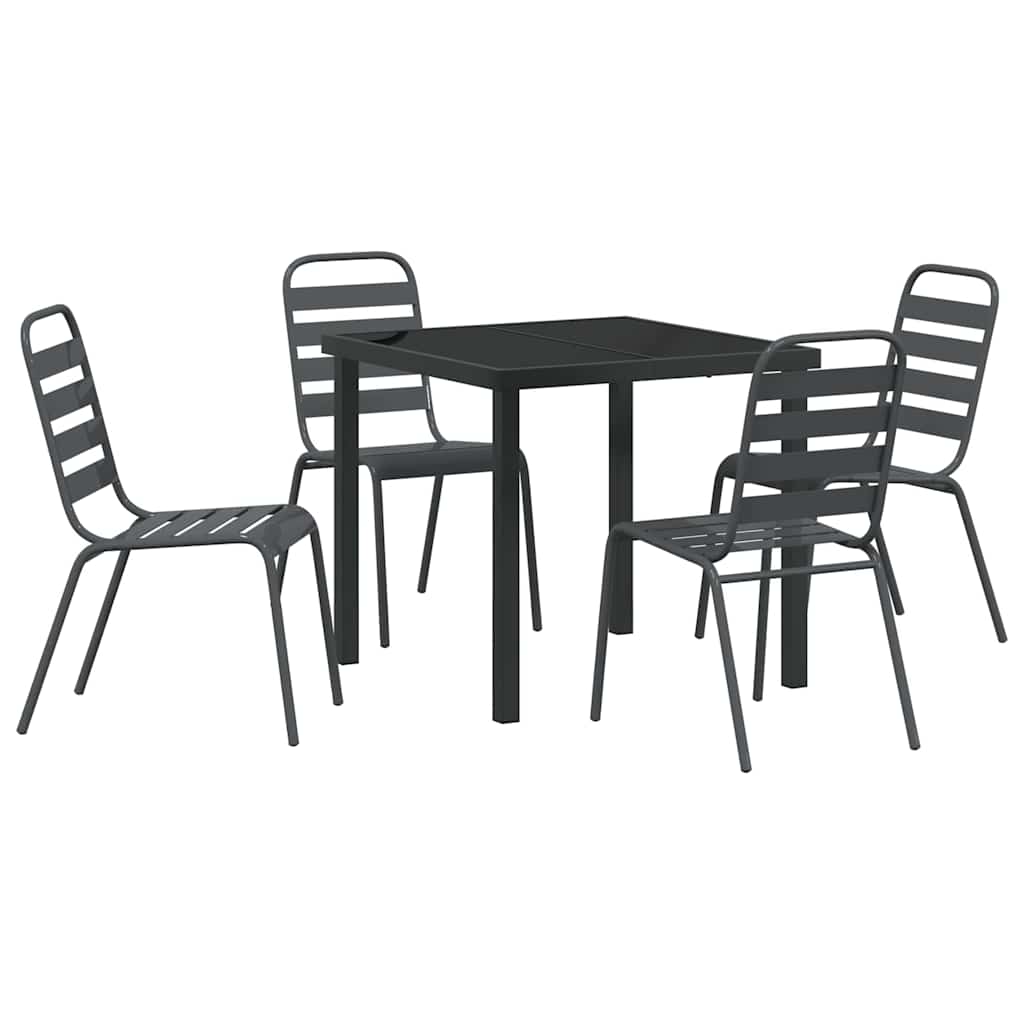 Tuin eettafelset 5 pcs Antraciet Gepoedercoat staal – afbeelding 2