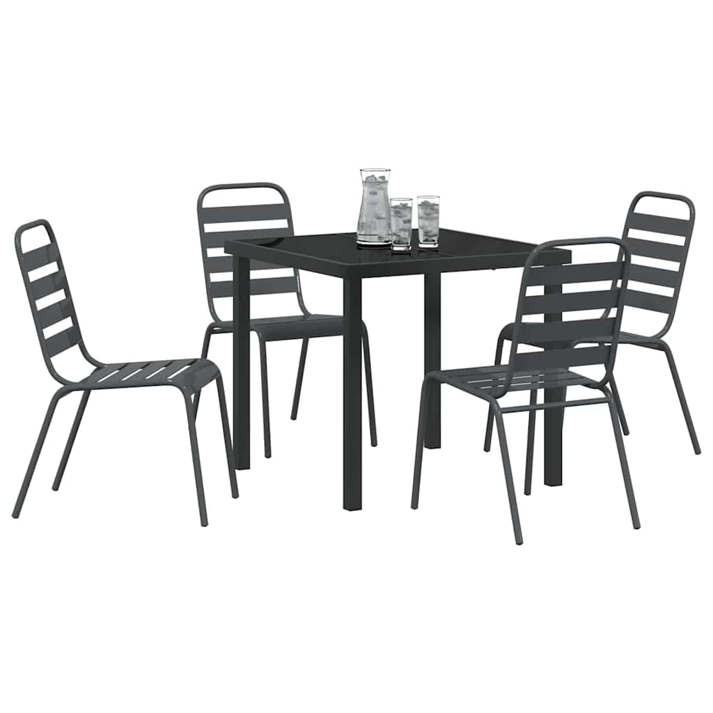 Tuin eettafelset 5 pcs Antraciet Gepoedercoat staal – afbeelding 3