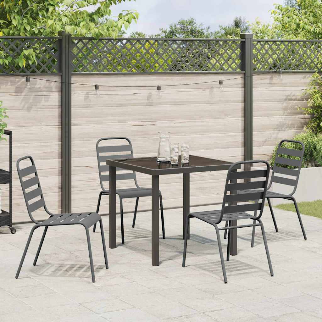 Tuin eettafelset 5 pcs Antraciet Gepoedercoat staal – afbeelding 4