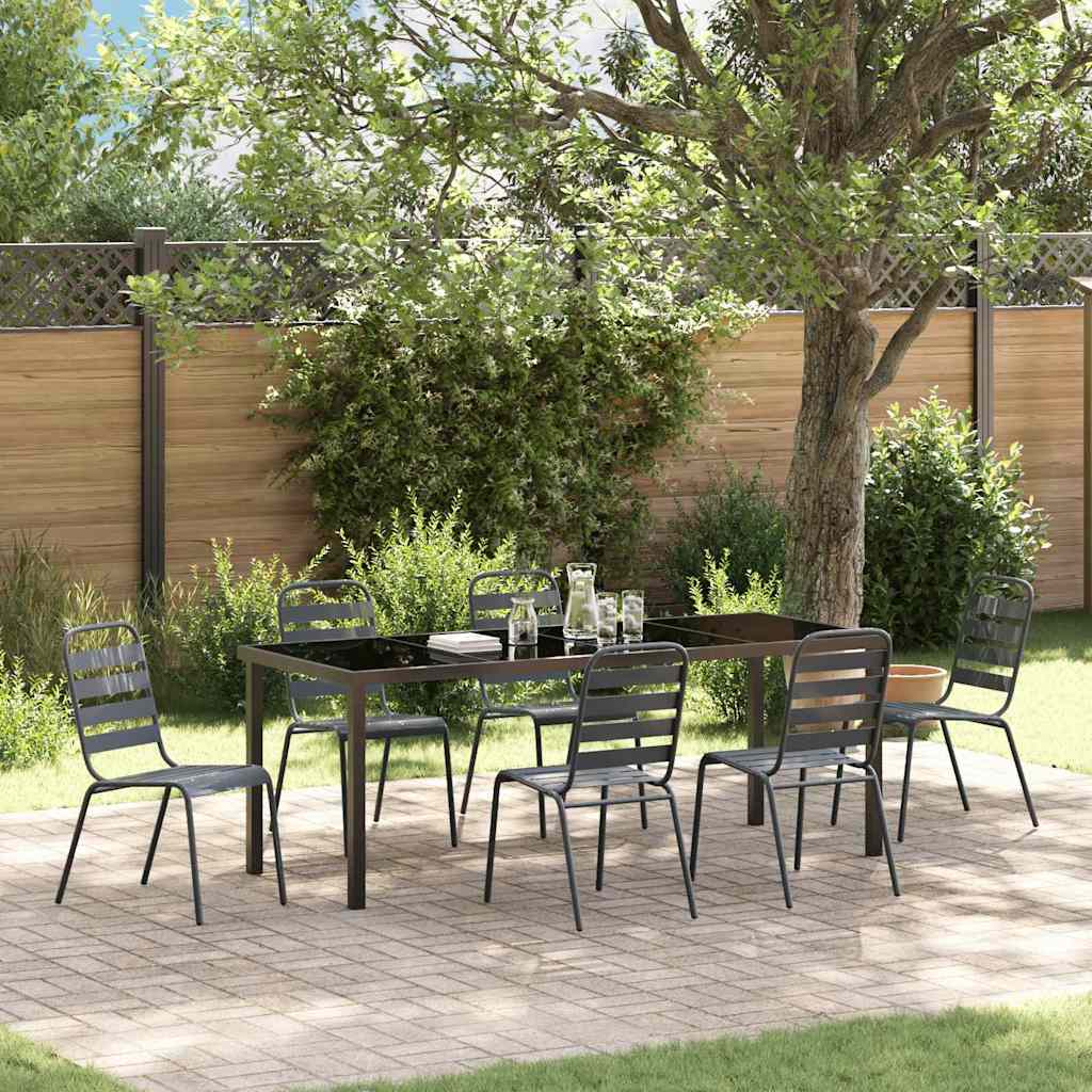 Tuin eettafelset 7 pcs Antraciet Gepoedercoat staal – afbeelding 1
