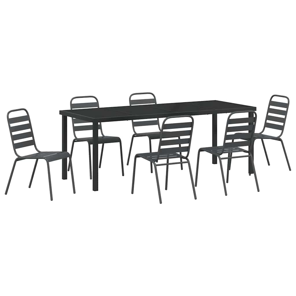 Tuin eettafelset 7 pcs Antraciet Gepoedercoat staal – afbeelding 2