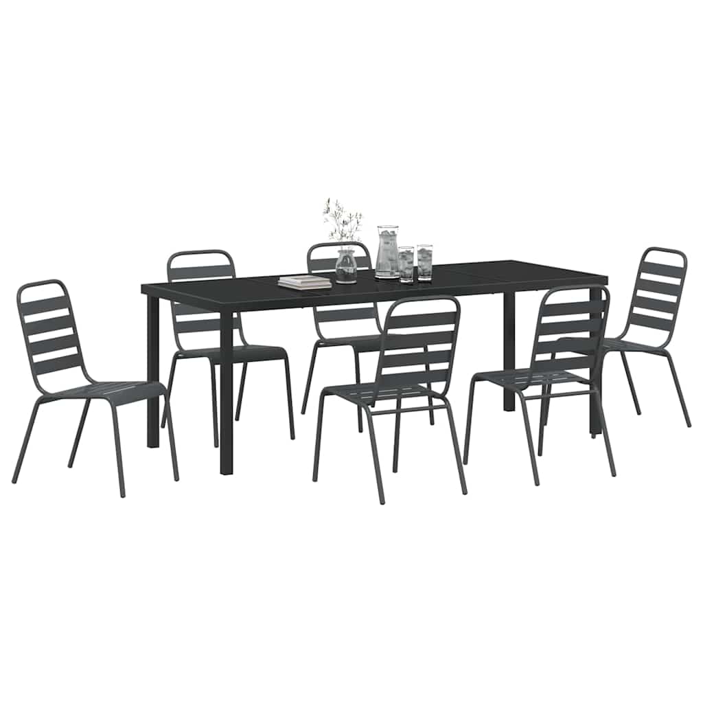 Tuin eettafelset 7 pcs Antraciet Gepoedercoat staal – afbeelding 3